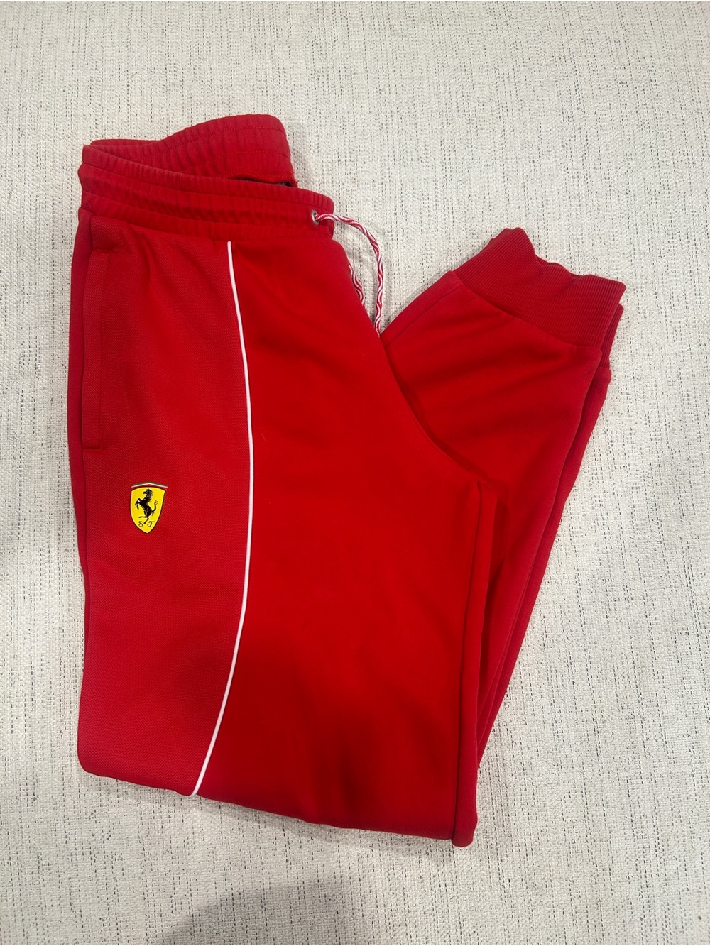 Puma Ferrari Red Jogger Sweatpants with Piping